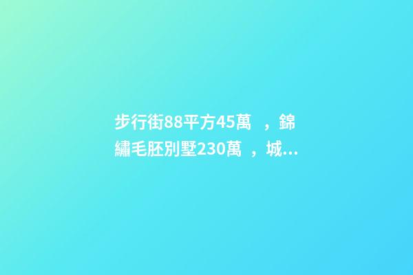 步行街88平方45萬，錦繡毛胚別墅230萬，城南自建房273平帶院165萬